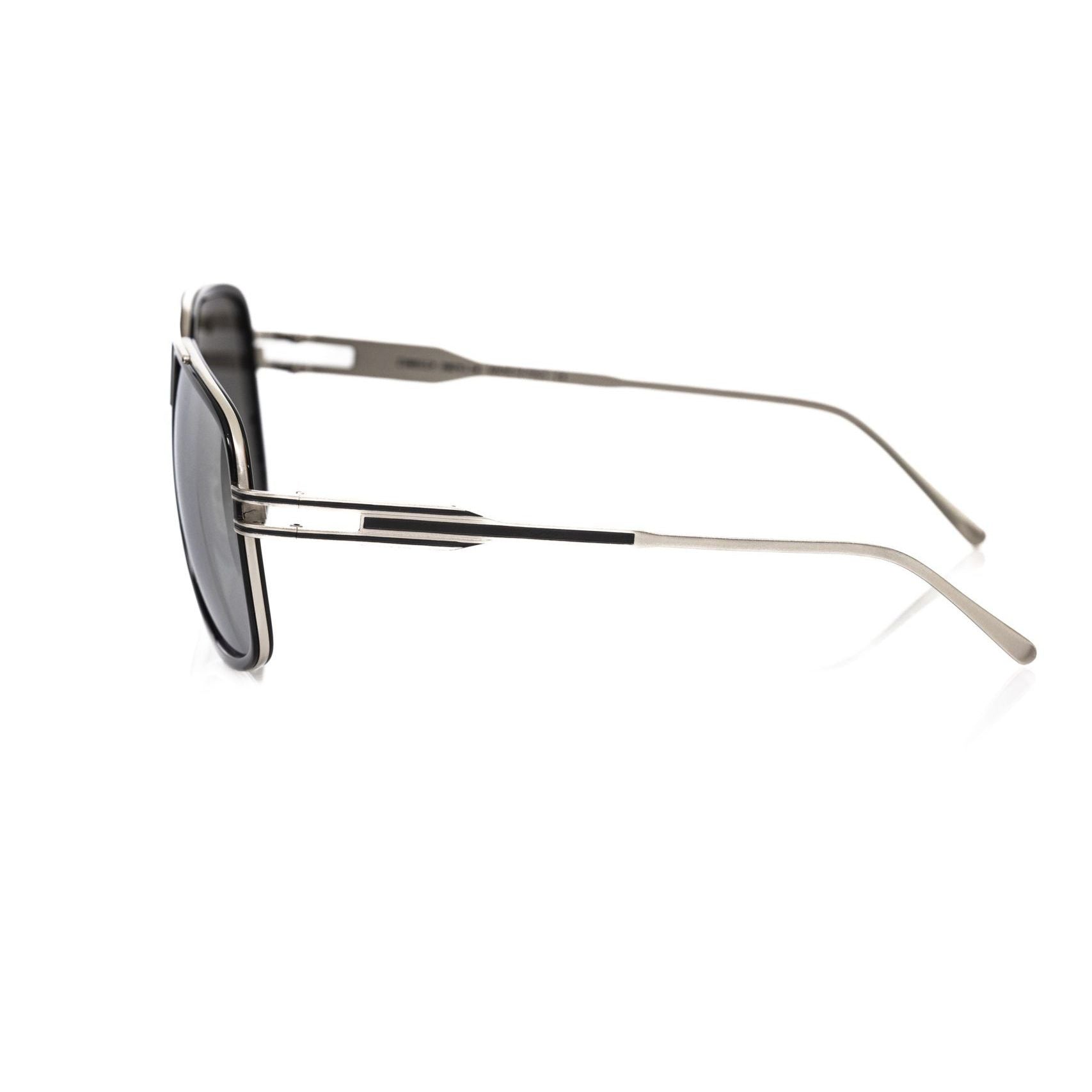 Frankie Morello Black Metallic Fiber Men Sunglass
