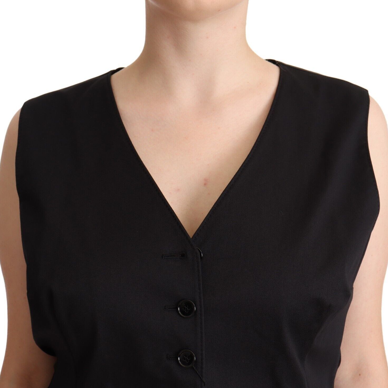 Dolce & Gabbana Black Button Down Sleeveless Vest Waiscoat Top