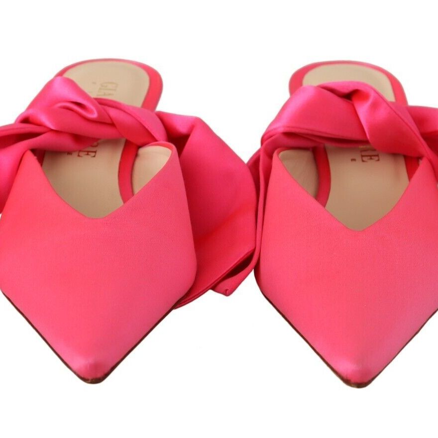 GIA COUTURE Pink Leather Lace Up Kitten Heels Pumps Shoes