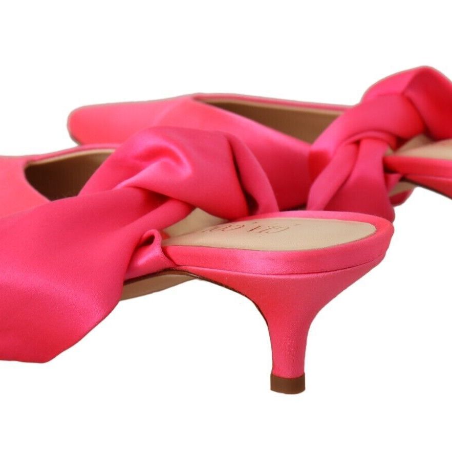 GIA COUTURE Pink Leather Lace Up Kitten Heels Pumps Shoes