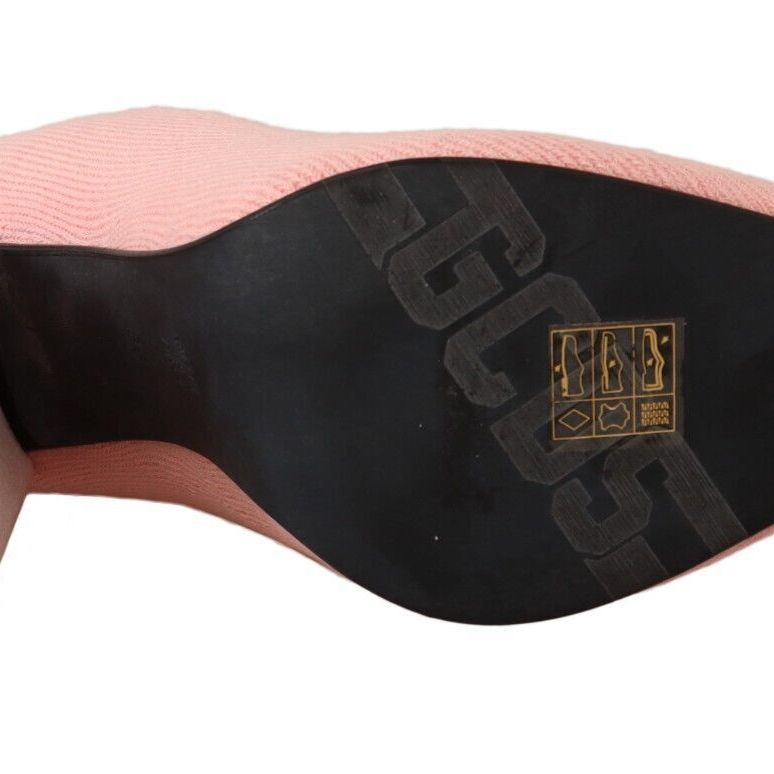 GCDS Pink Suede Logo Socks Block Heel Ankle Boots Shoes