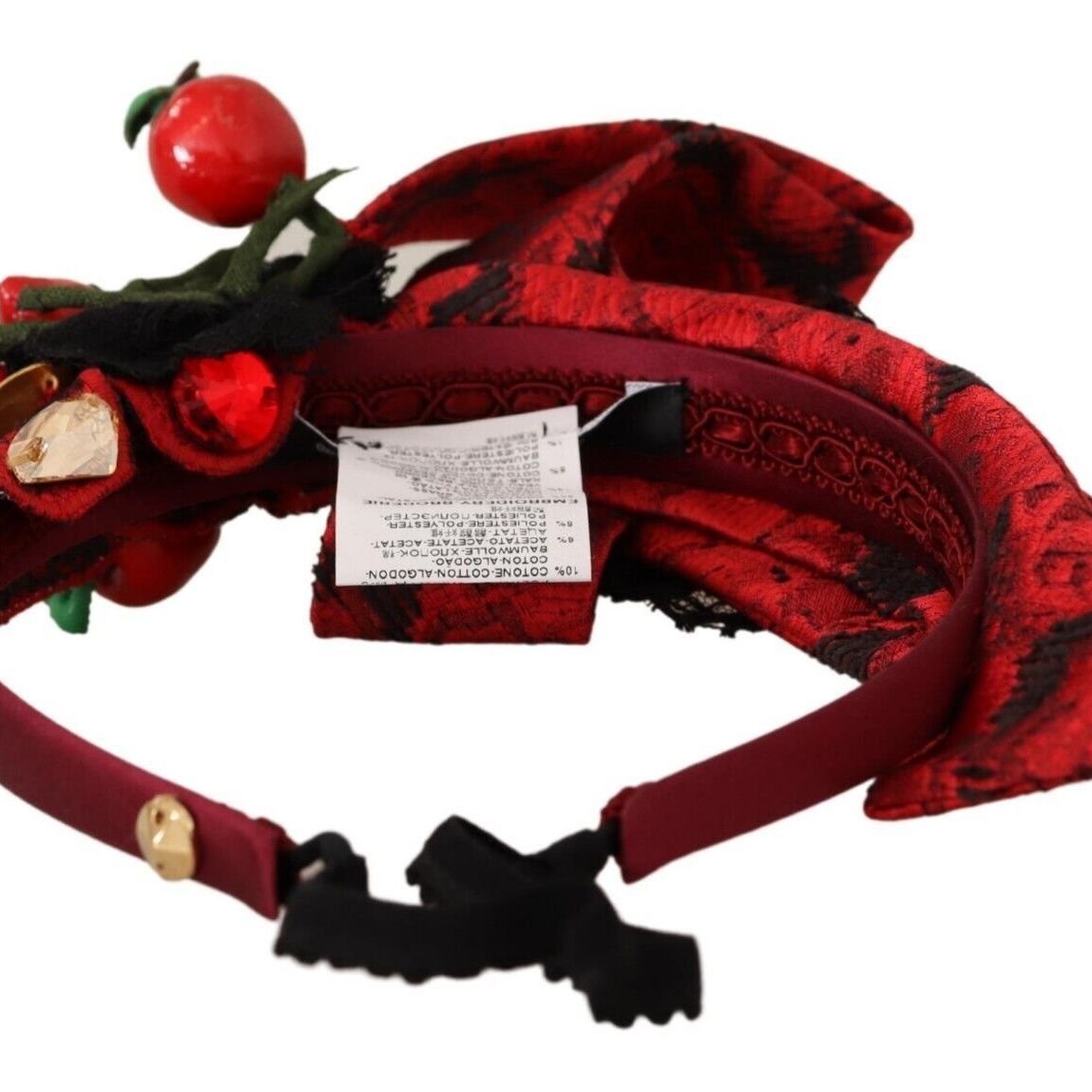 Dolce & Gabbana Red Tiara Berry Fruit Crystal Bow Hair Diadem Headband