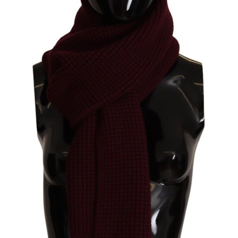 Dolce & Gabbana Dark Red Cashmere Logo Wrap Shawl Knitted Scarf