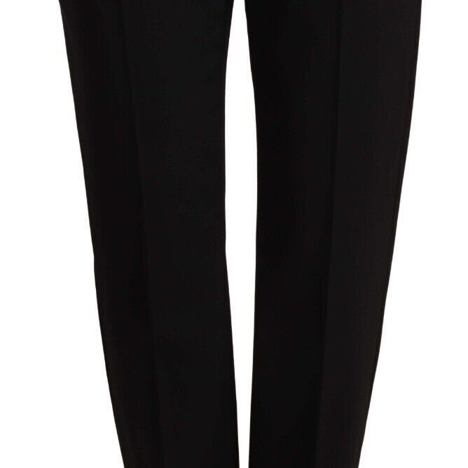 Dolce & Gabbana Black Mid Waist Skinny Trouser Wool Pants