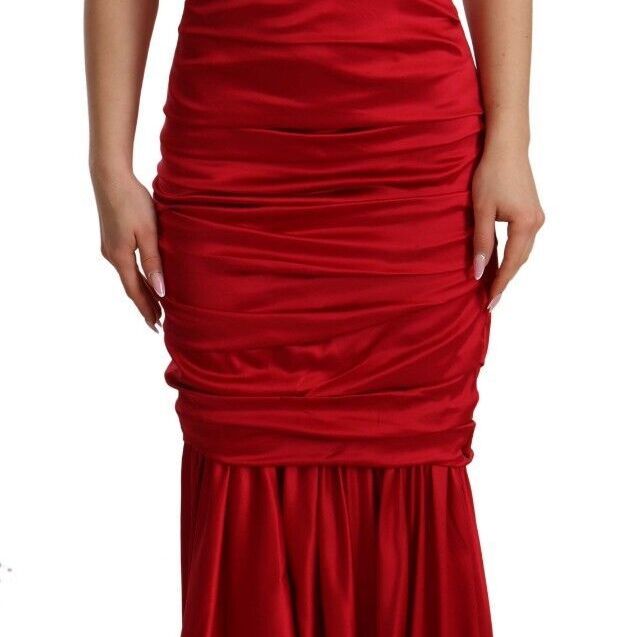 Dolce & Gabbana Red Silk Stretch Sheath Mermaid Gown Dress