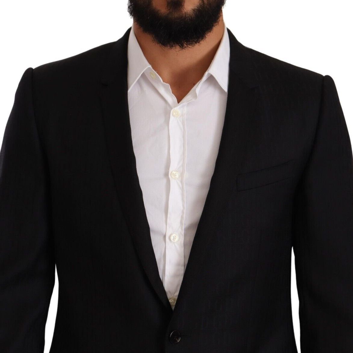Dolce & Gabbana Black Wool Single Breasted Suit GOLD Jacket