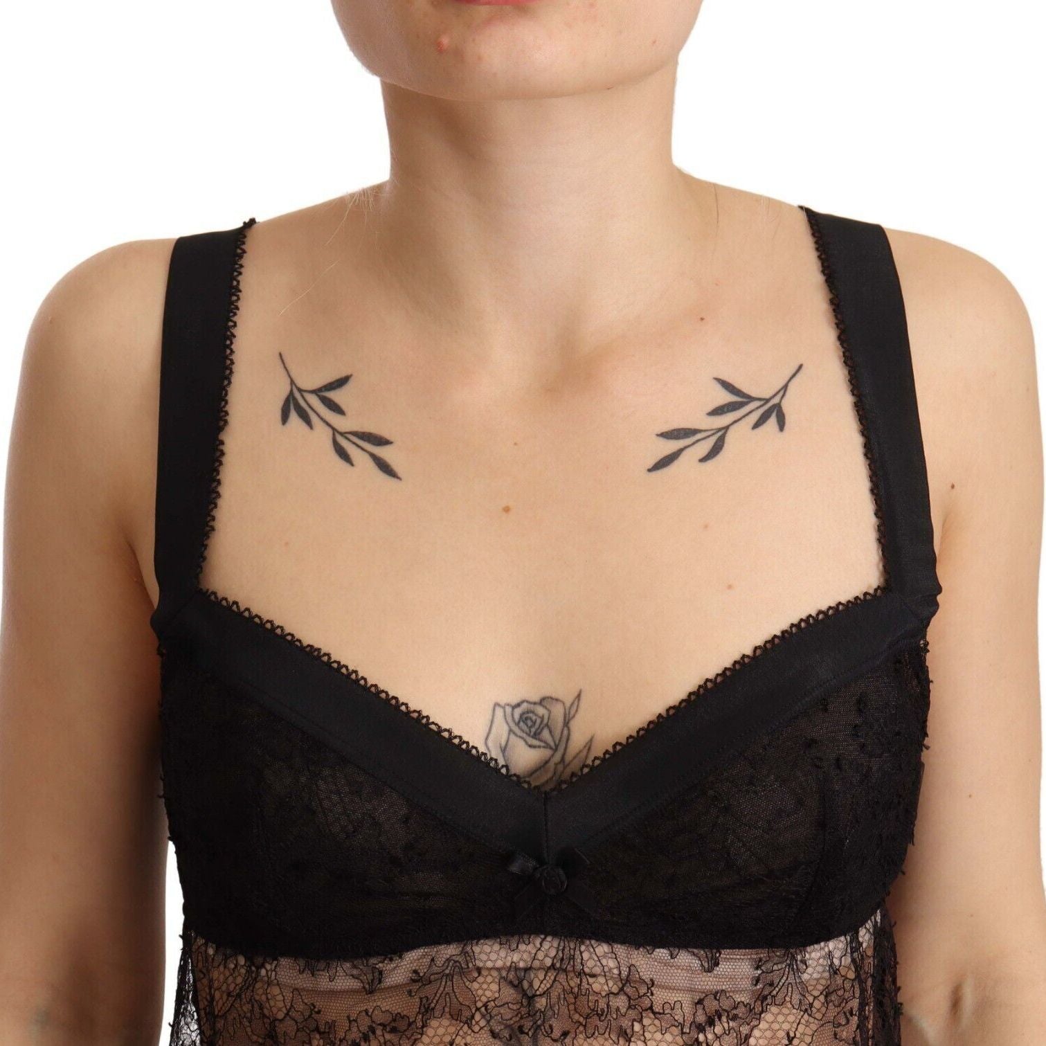 Dolce & Gabbana Black Silk Lace Babydoll Nylon Lingerie Top