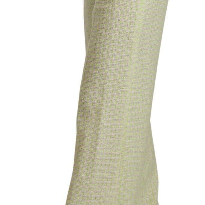 MSGM Yellow Green Cotton High Waist Straight Long Pants