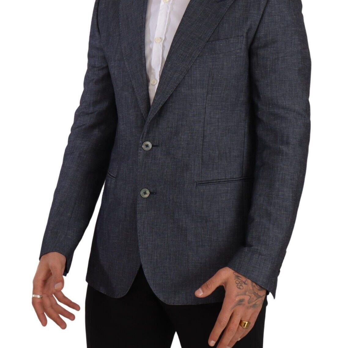 Dolce & Gabbana Blue Linen Cotton Jacket TAORMINA Blazer