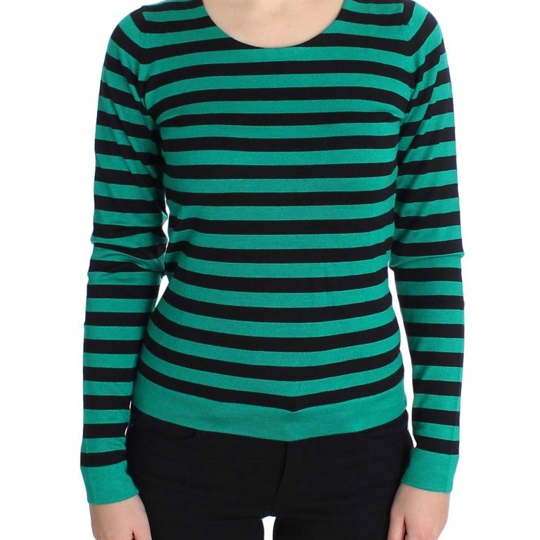 Dolce & Gabbana Green Black Silk Cashmere Sweater