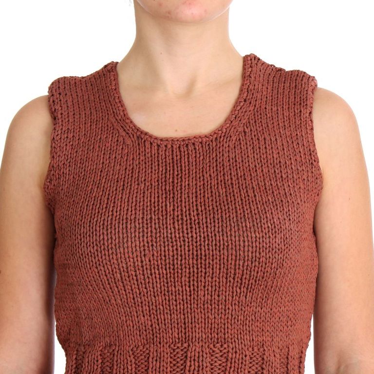 PINK MEMORIES Red Cotton Blend Knitted Sleeveless Sweater