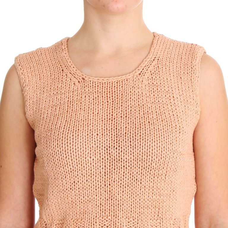 PINK MEMORIES Pink Cotton Blend Knitted Sleeveless Sweater