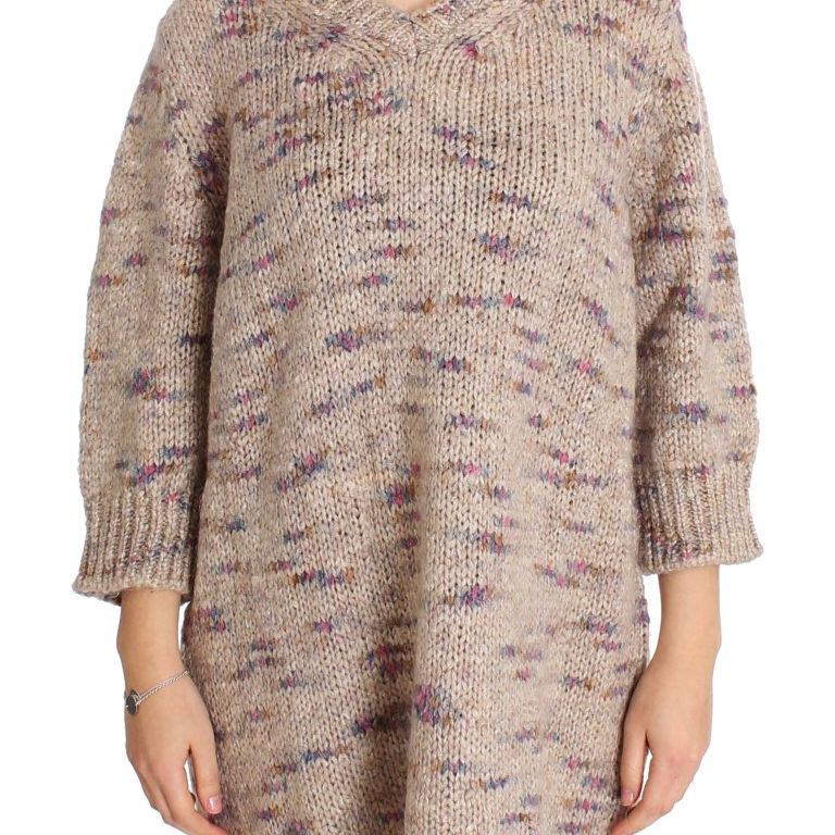 PINK MEMORIES Beige Wool Blend Knitted Oversize Sweater