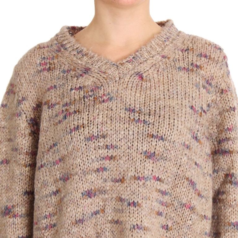 PINK MEMORIES Beige Wool Blend Knitted Oversize Sweater