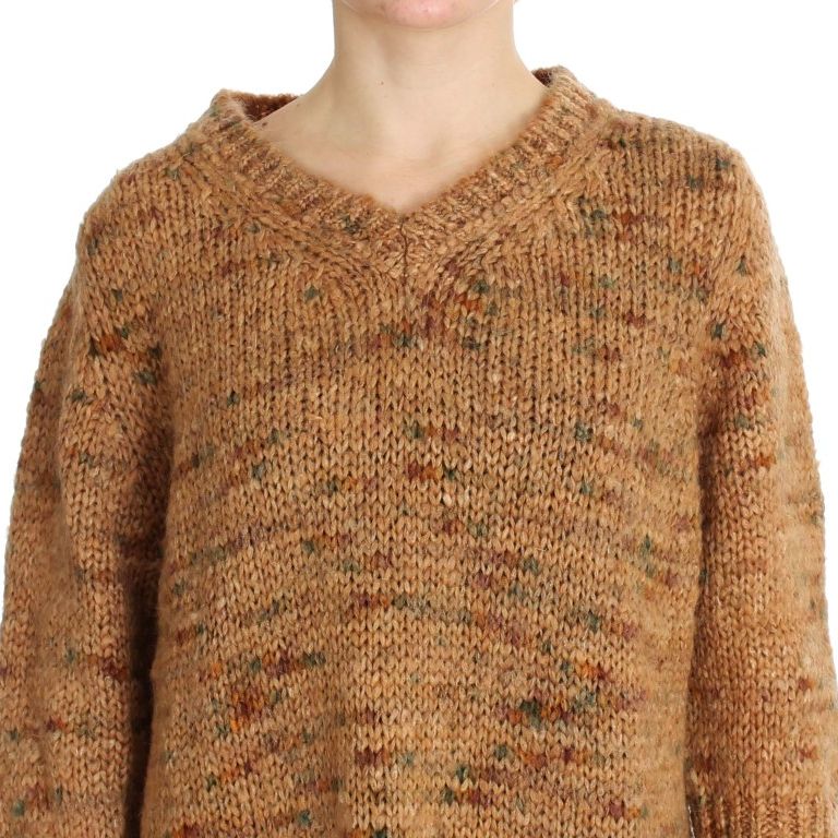 PINK MEMORIES Brown Wool Blend Knitted Oversize Sweater