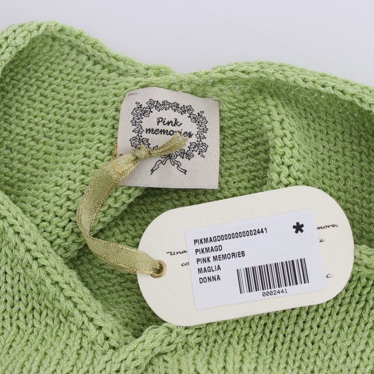 PINK MEMORIES Green Cotton Blend Knitted Sweater