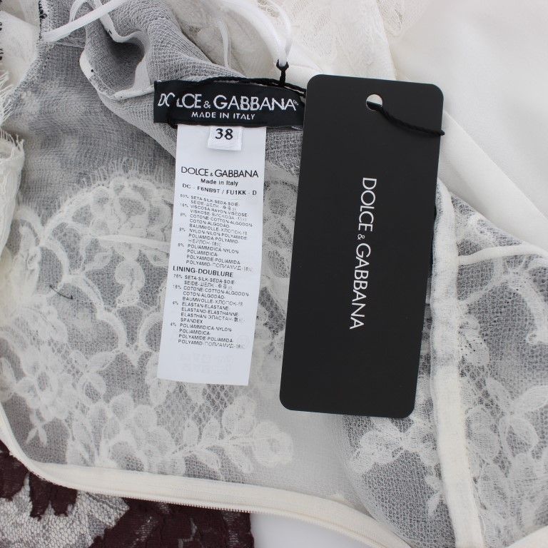 Dolce & Gabbana White Floral Lace Full Length Gown Dress
