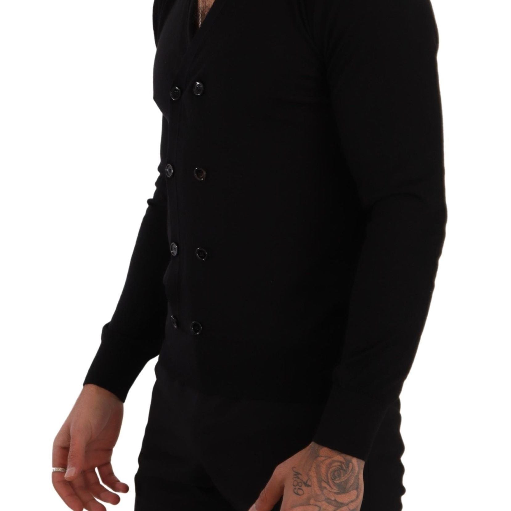 Dolce & Gabbana Black Cashmere Button Down Cardigan Sweater