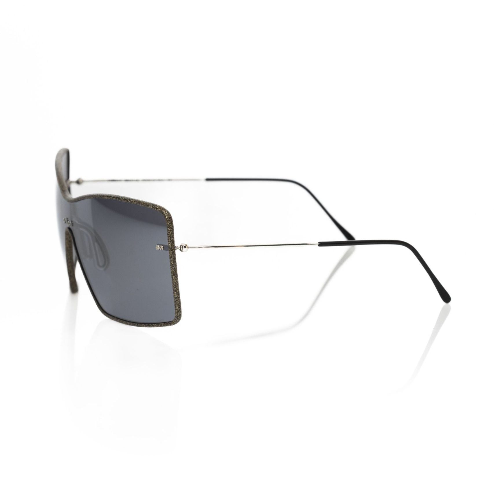 Frankie Morello Black Metallic Fiber Women Sunglasses