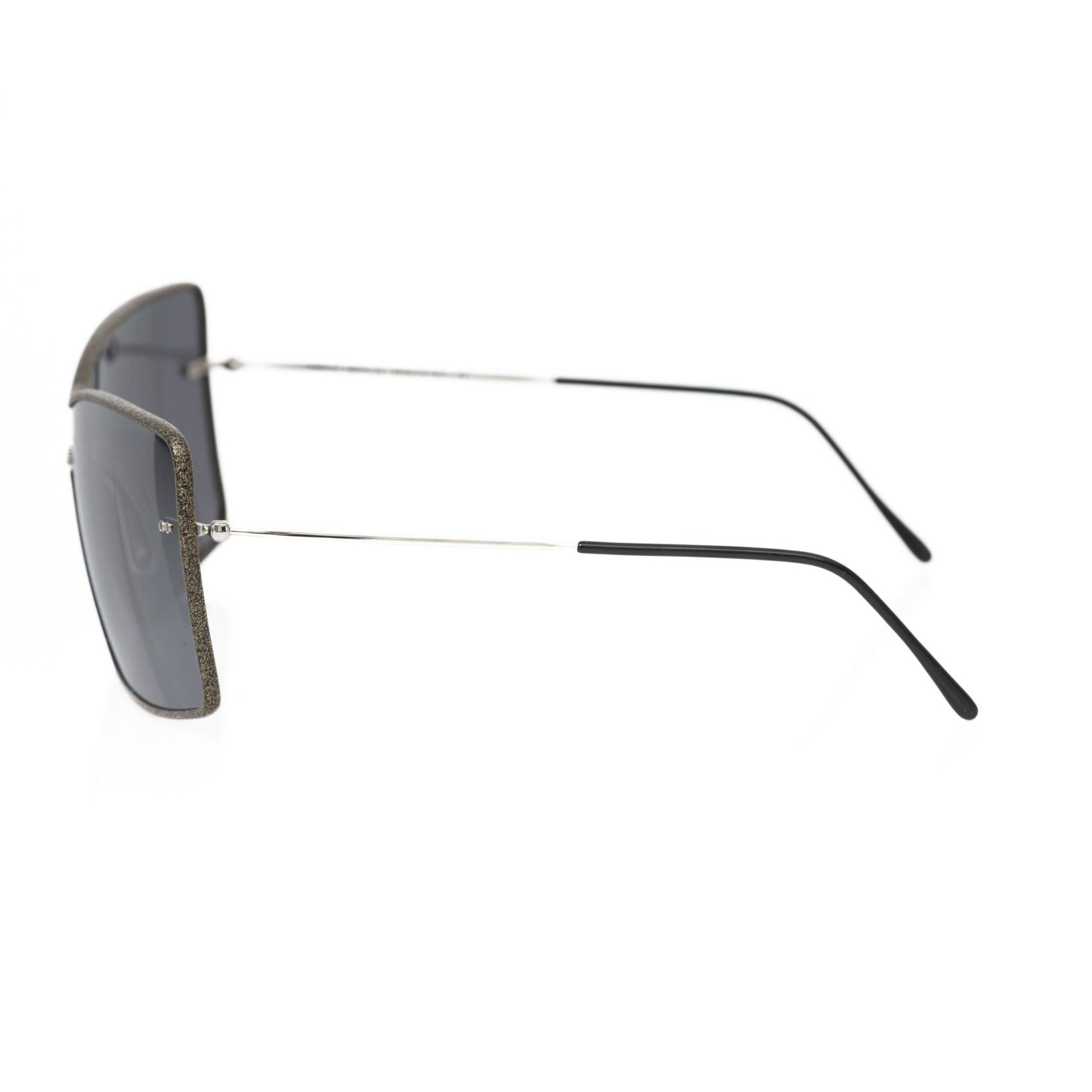 Frankie Morello Black Metallic Fiber Women Sunglasses