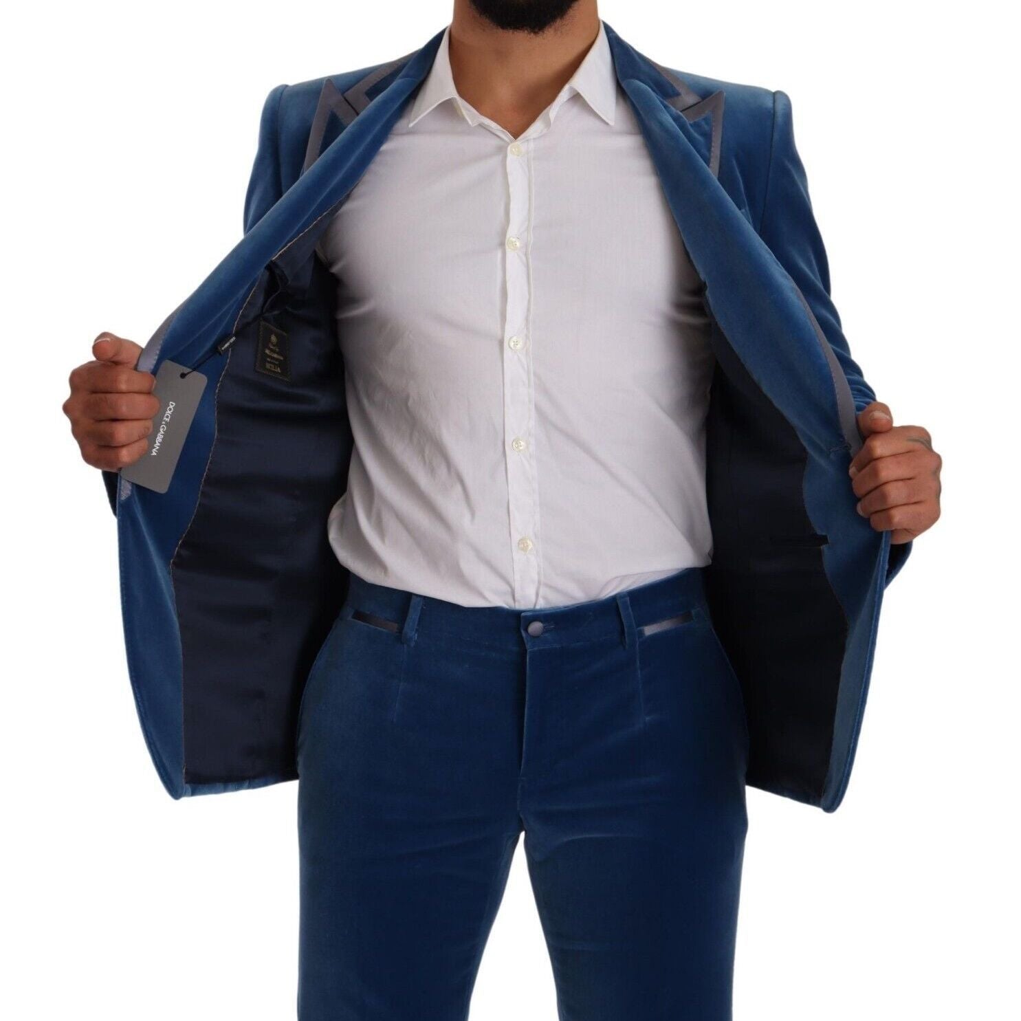 Dolce & Gabbana Blue SICILIA Velvet Slim Fit 2 Piece Suit