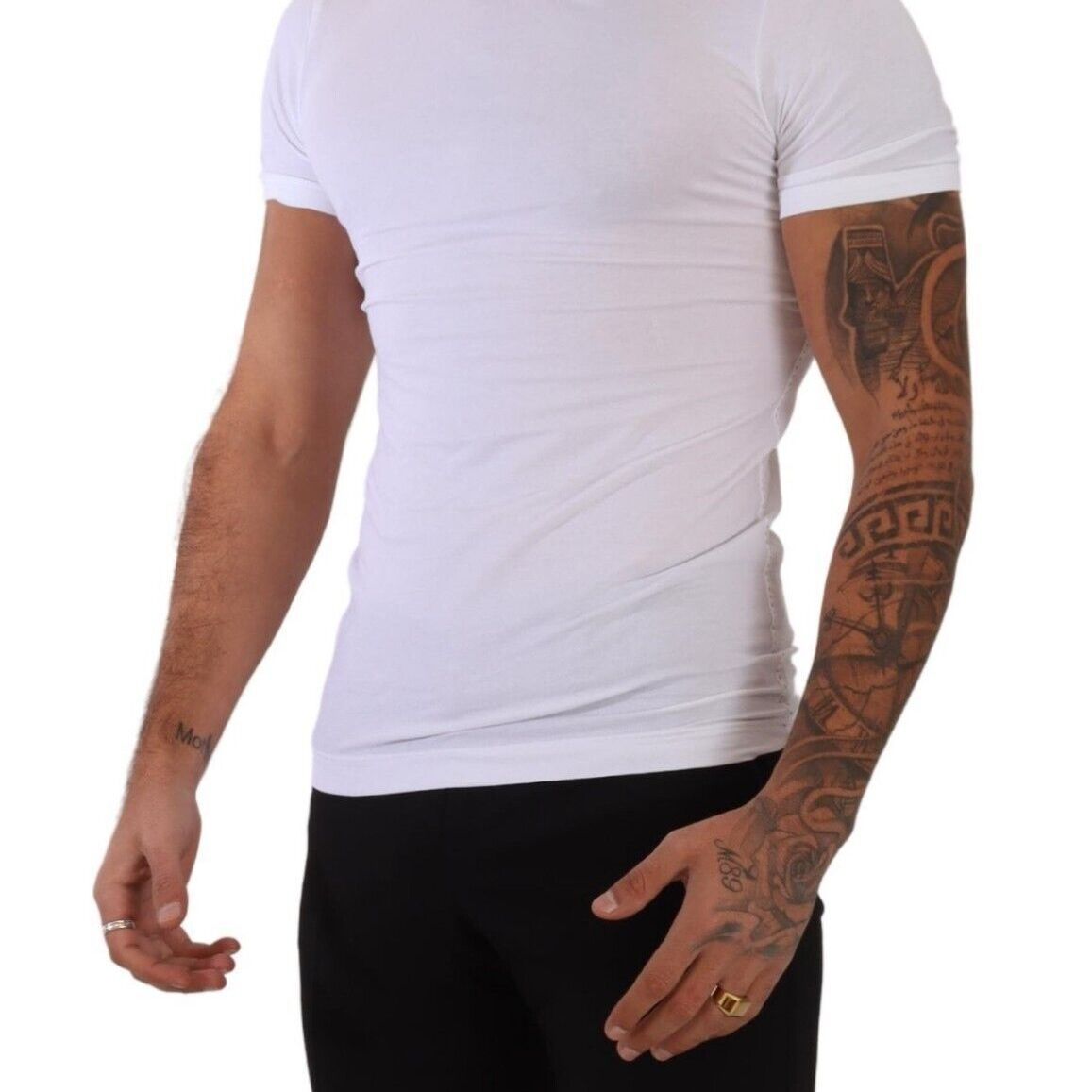 Dolce & Gabbana White Round Neck Cotton Stretch T-shirt Underwear