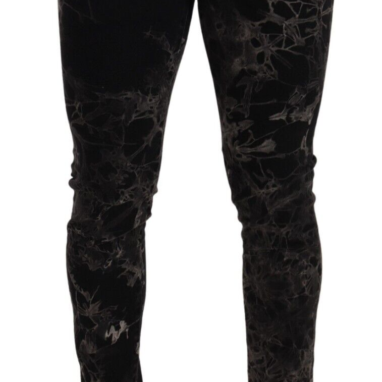 Dolce & Gabbana Black Patterned Skinny Slim Fit Jeans