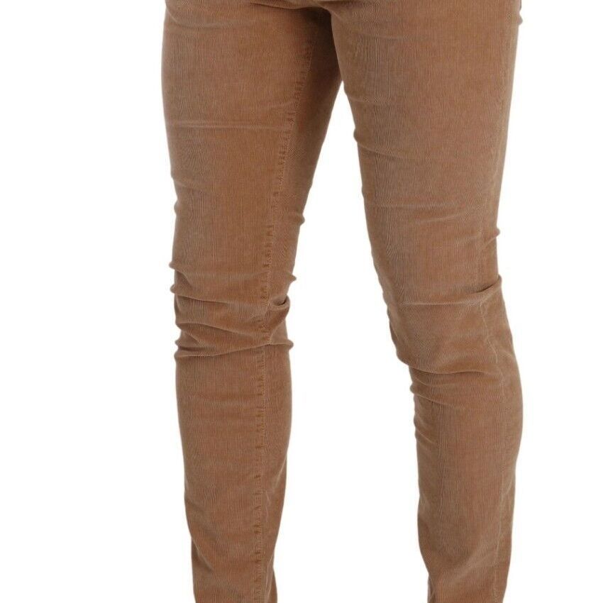 Dolce & Gabbana Brown Corduroy Cotton Skinny Slim Fit Jeans