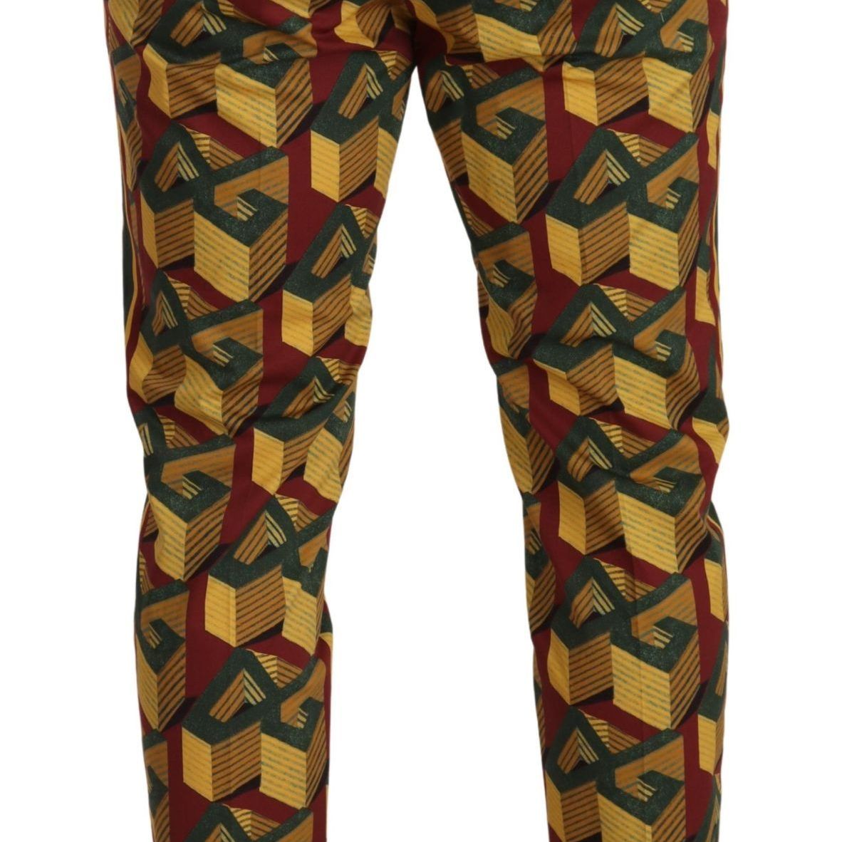 Dolce & Gabbana Multicolor Logo Mania Cotton Tapered Trouser Pants