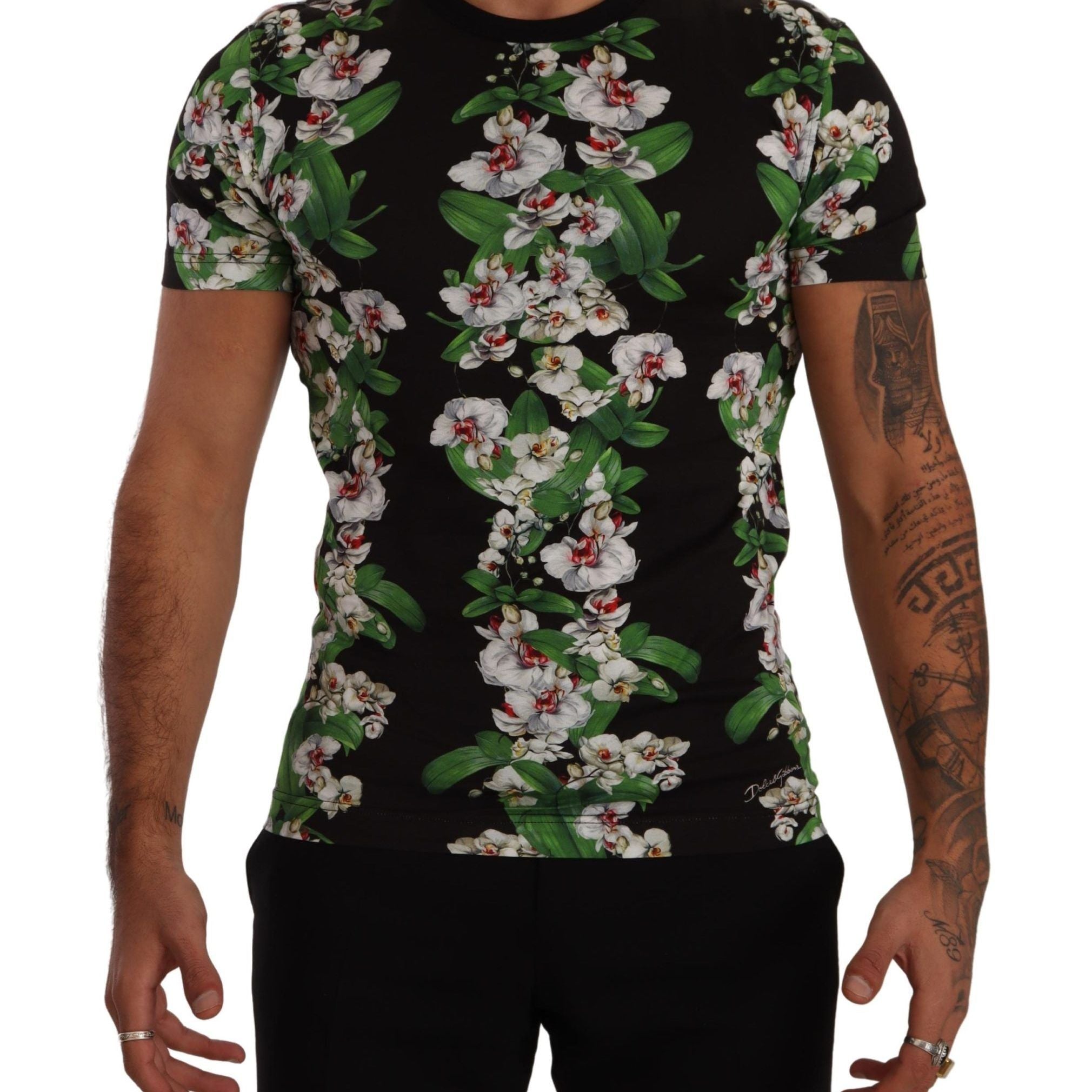 Dolce & Gabbana Black Floral Print Crewneck T-shirt