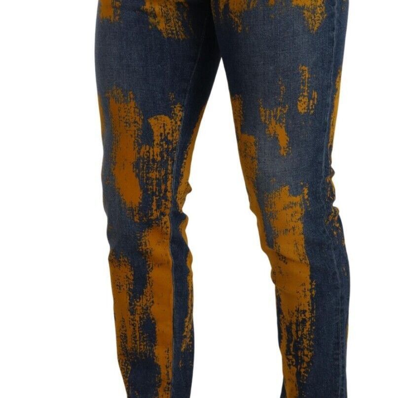 Dolce & Gabbana Blue Yellow Dye Cotton Skinny Men Denim Jeans