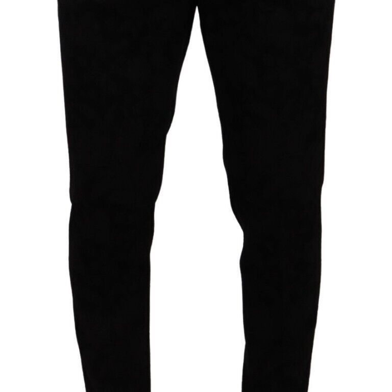 Dolce & Gabbana Black Brocade Skinny Formal Trouser Dress Pants