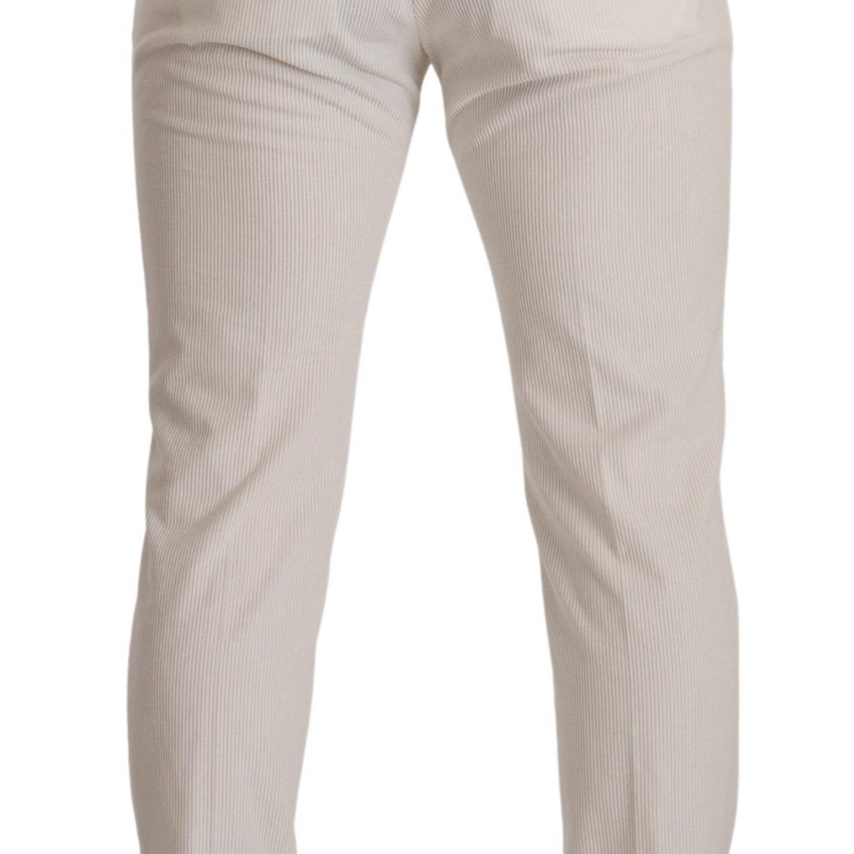 Dolce & Gabbana White Cotton Skinny Corduroy Trouser Pants