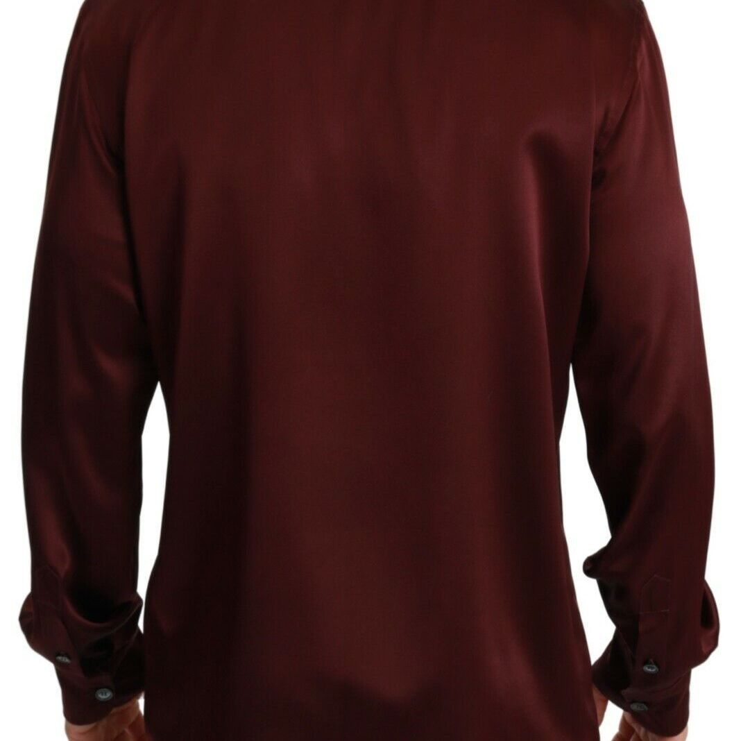 Dolce & Gabbana Bordeaux Silk Pajama Casual Shirt