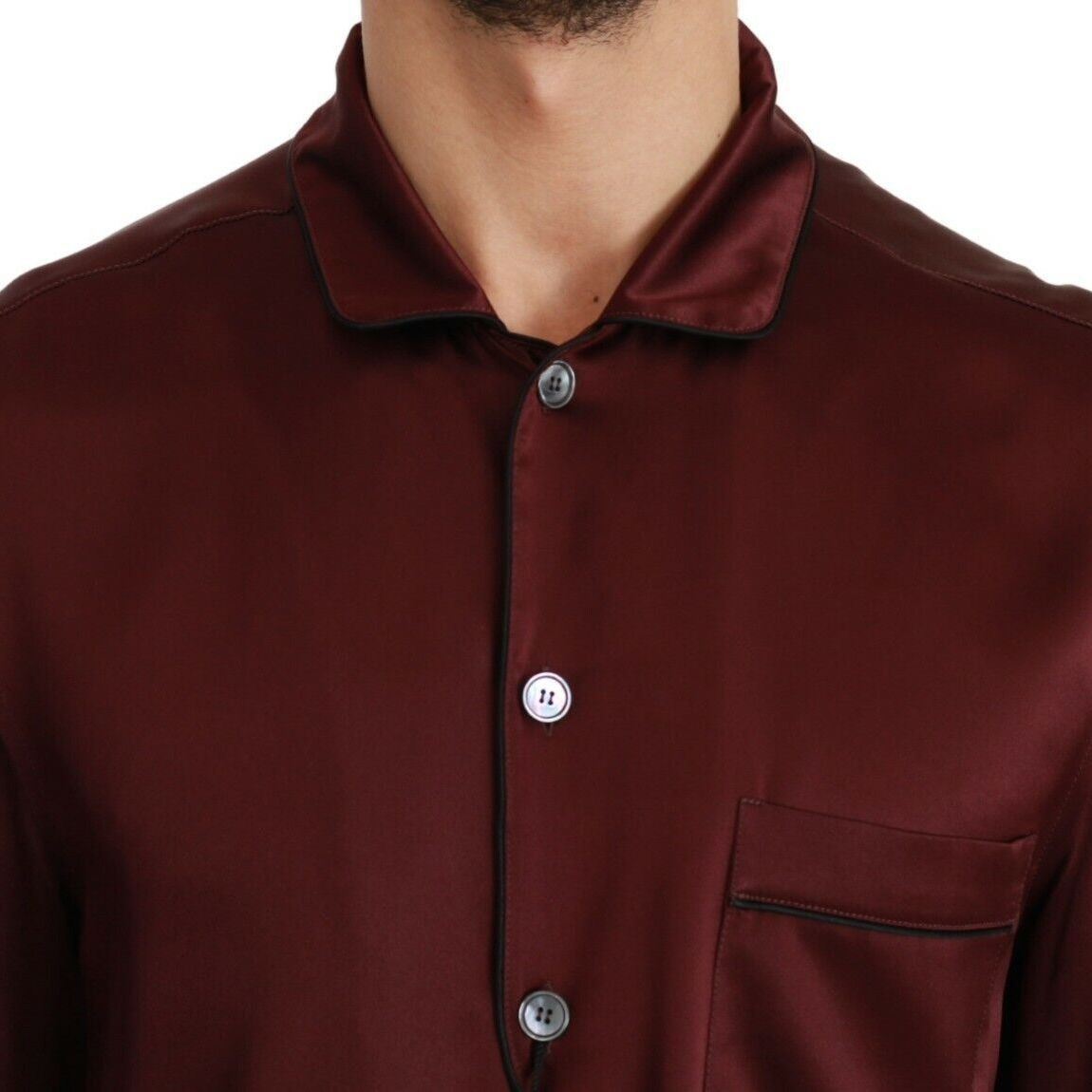 Dolce & Gabbana Bordeaux Silk Pajama Casual Shirt