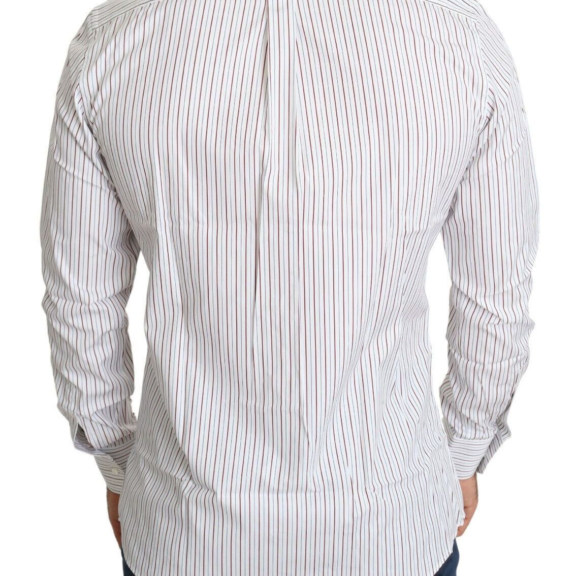 Dolce & Gabbana White Striped Formal MARTINI Shirt