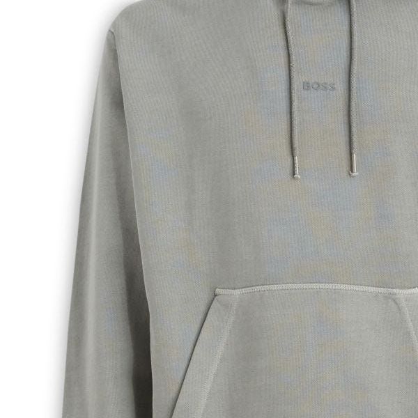 Hugo Boss Grey Cotton Logo Details Hooded Sweatshirt