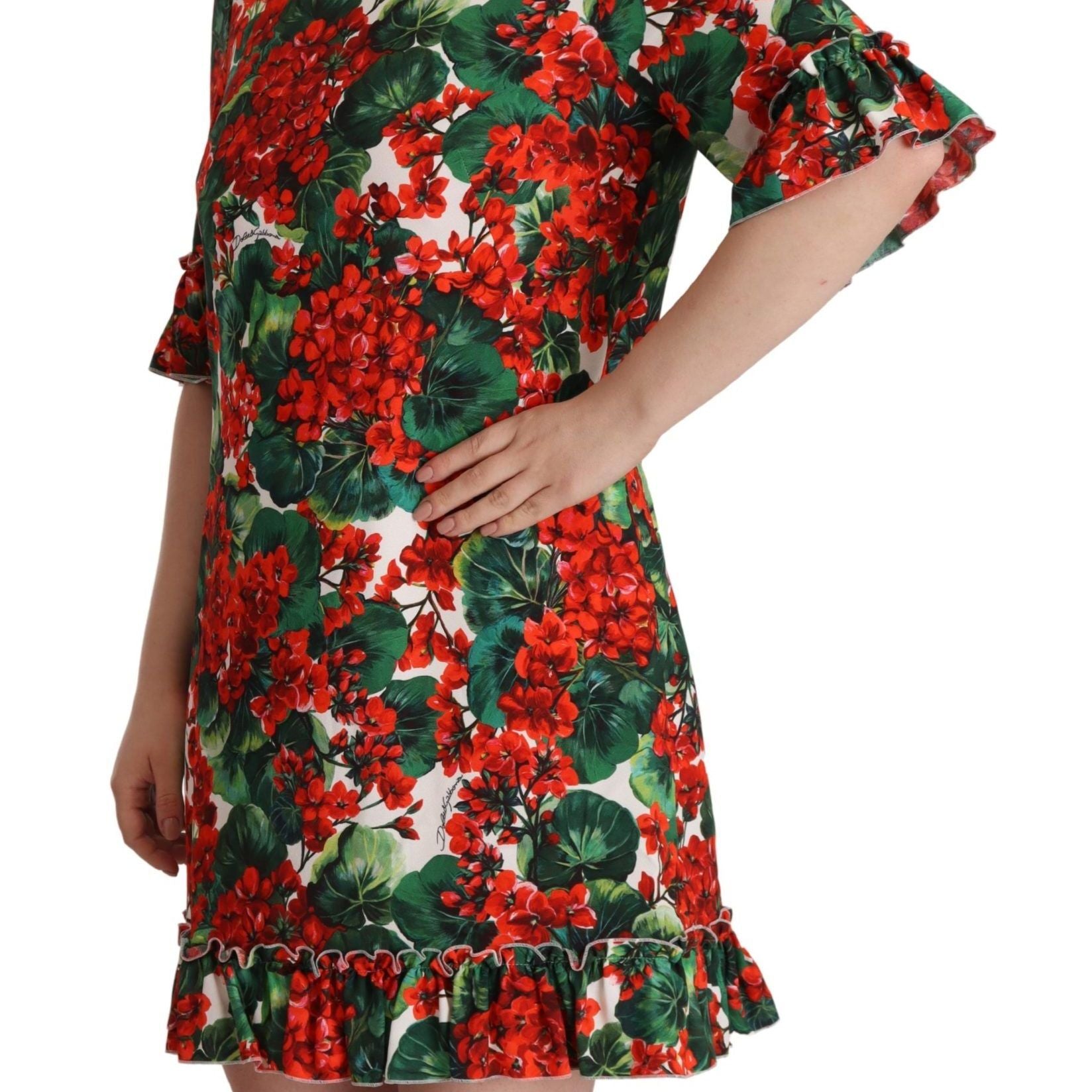 Dolce & Gabbana Multicolor Red Floral Shift Gown Dress
