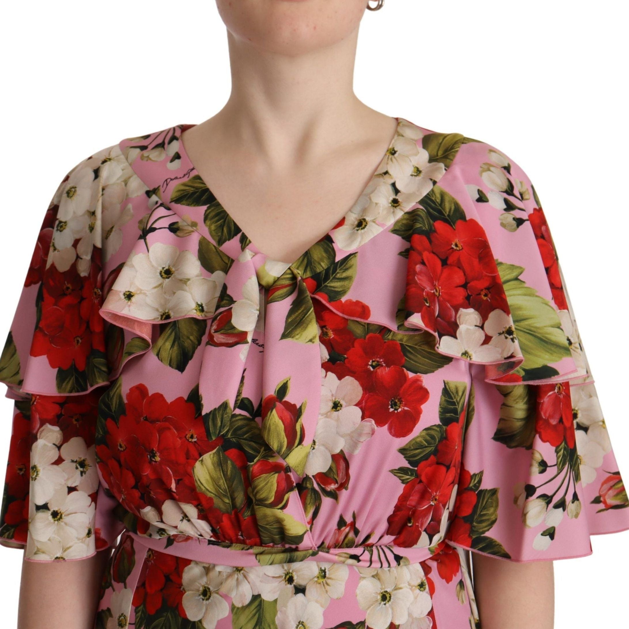 Dolce & Gabbana Pink Floral Silk Stretch Gown Maxi Dress