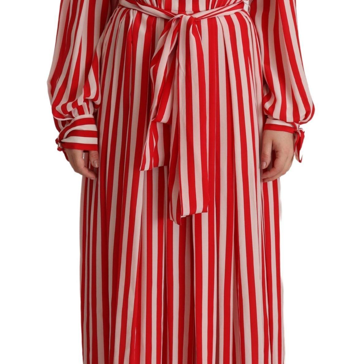 Dolce & Gabbana White Red Silk A-Line Shift Gown Dress