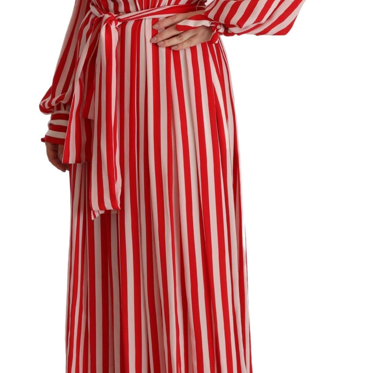 Dolce & Gabbana White Red Silk A-Line Shift Gown Dress