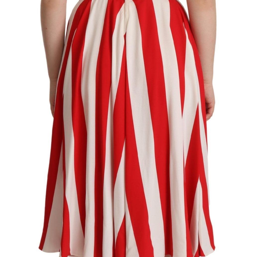 Dolce & Gabbana White Red Stretch Shift A-line Gown Dress