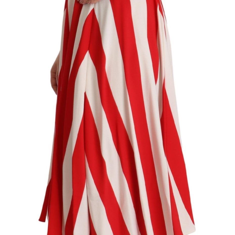 Dolce & Gabbana White Red Stretch Shift A-line Gown Dress
