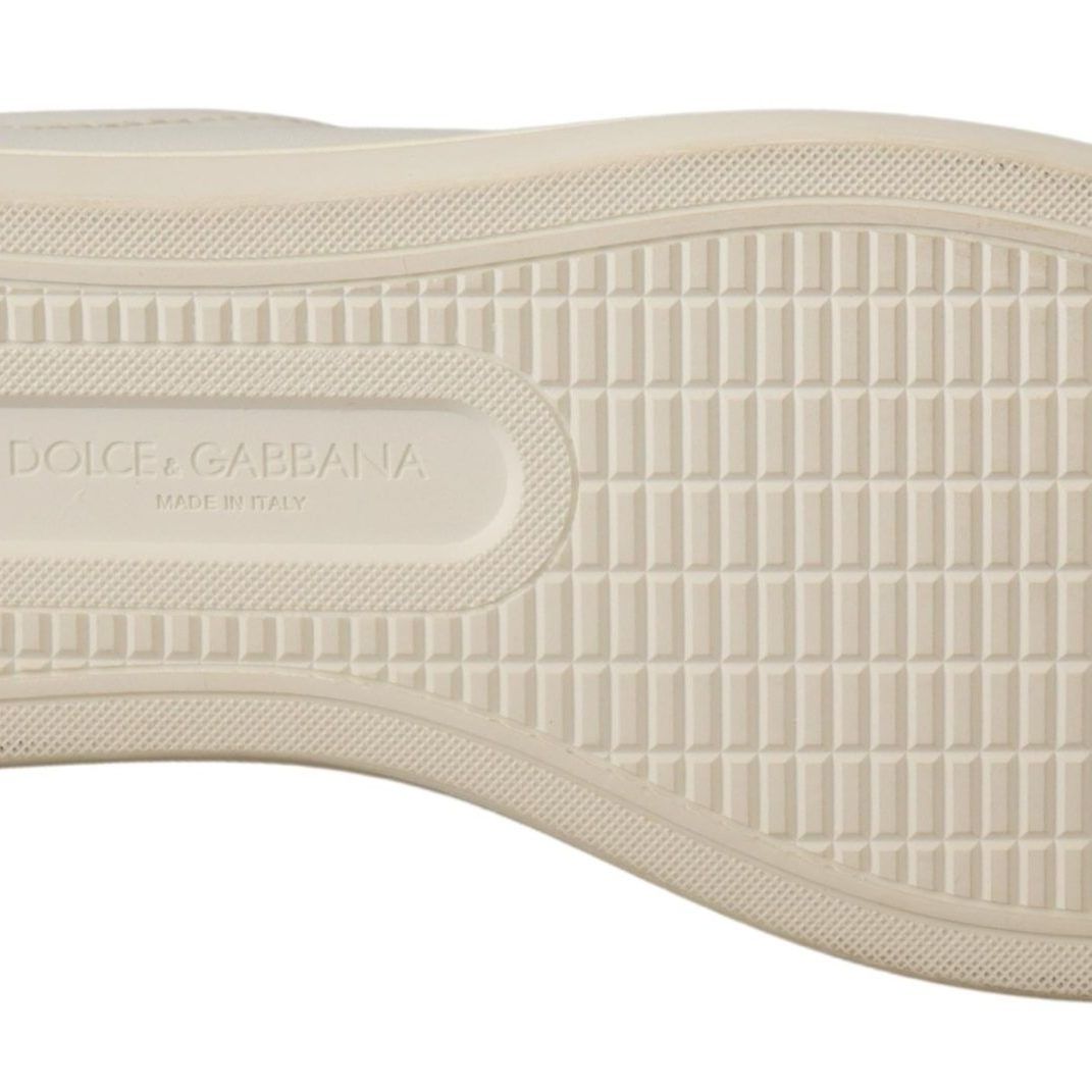 Dolce & Gabbana White Gold Leather Low Top Sneakers