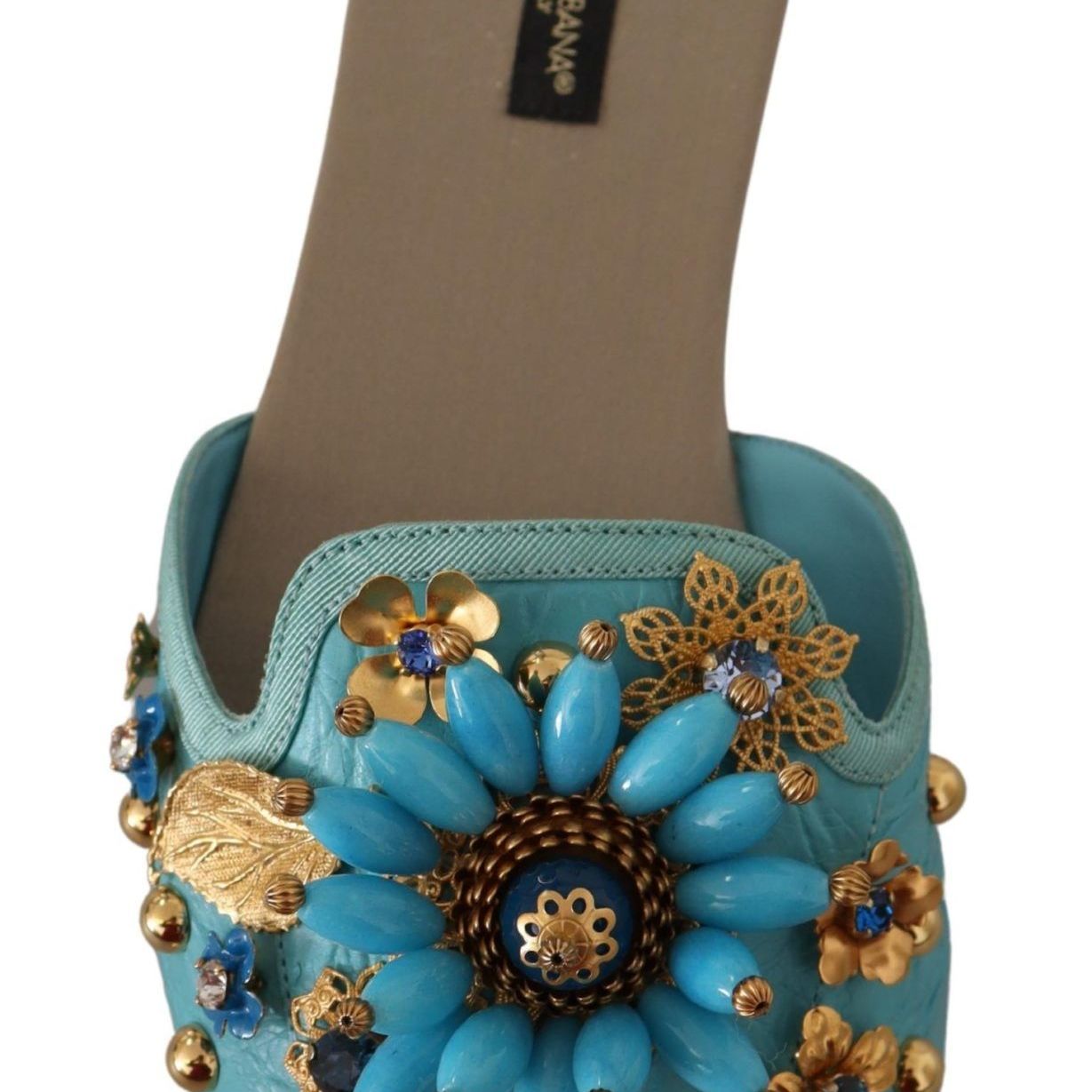 Dolce & Gabbana Blue Crystal Exotic Leather Blue Crystal Sandals