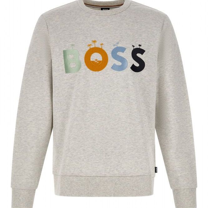 Hugo Boss Grey Cotton Logo Details Sweatshirt