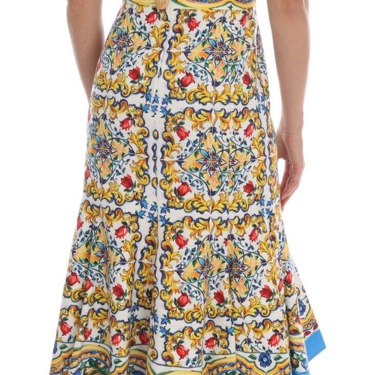 Dolce & Gabbana White Majoilca Sleeveless Sheath A-line Dress