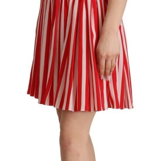 Dolce & Gabbana Red White Stripes Silk Mini A-line Dress