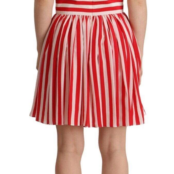 Dolce & Gabbana Red White Stripes Silk Mini A-line Dress
