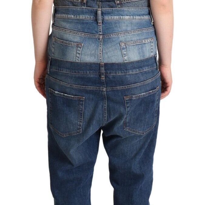 Dolce & Gabbana Dark Blue Cotton Strapless Denim Jumpsuit Dress